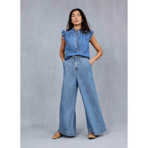 Mint Velvet Mid Indigo Tie Waist Wide Jeans